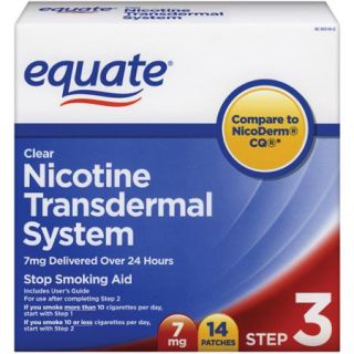 Equate Step Three Clear Transdermal System Nicotine Patches, 7mg