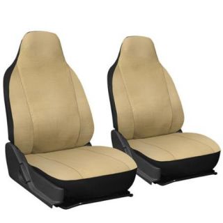 Oxgord 2pc Integrated Faux Leather Bucket Seat Covers, Universal Fit for Car/Truck/Van/SUV, Solid Beige