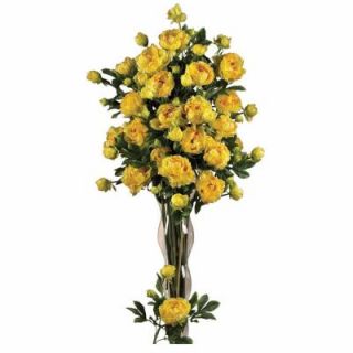38.5 in. H Yellow Peony with Leaves Stem (Set of 12) 2126 YL