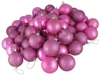 20ct Bubblegum Pink Shatterproof 4 Finish Christmas Ball Ornaments 2.75" (70mm)