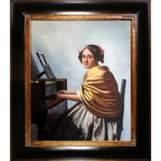 Young Woman Seated at the Verginals by Vermeer Framed Hand Painted Oil
