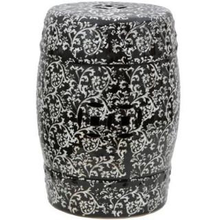 Black and White Floral Porcelain Garden Stool (China)