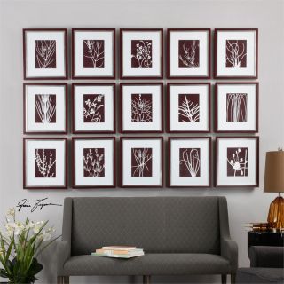 Abstract Marsala Floral Print 15 Piece Framed Graphic Art Set by Darby