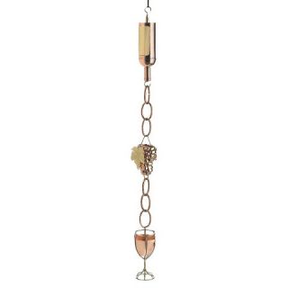 Good Directions Wine Bottle w/ Grapes & Glasses Rain Chain   Polished