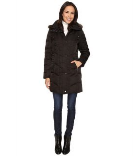 Kenneth Cole New York Quilted Down Walker with Faux Fur Trim Hood Black