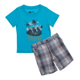 Quicksilver Toddler Boys Light Blue 2 piece Tee and Board Shorts Set