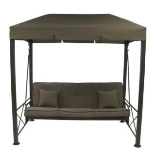 Person Patio Swing With Gazebo Top Cover   Brown