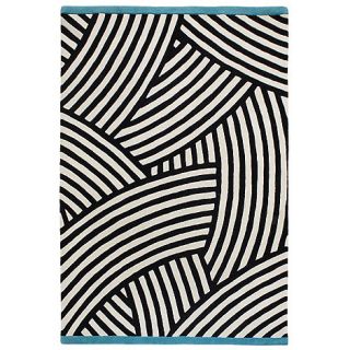 Ben de Lisi Home Black and white wool Overlapping Stripe rug