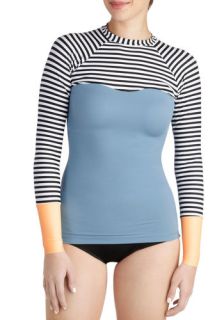 The One That Got a Wave Swim Shirt in Blue  Mod Retro Vintage Bathing Suits