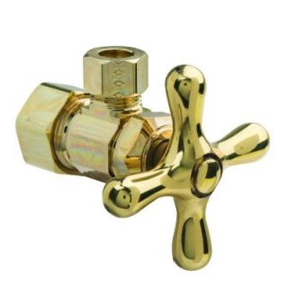 BrassCraft 1/2 in. Nom Comp Inlet x 3/8 in. O.D. Comp Outlet Multi Turn Angle Valve with Cross Handle in Polished Brass XCR19X P1