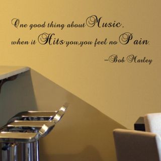 One Good Thing About Music  Bob Marley Wall Decal by Pop Decors