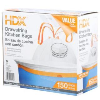 HDX 13 Gal. Expandable Drawstring Embossed Kitchen Trash Bag (150 Count) HD13XDSE150W