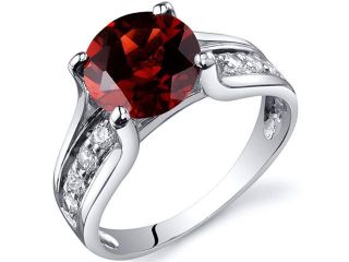 Solitaire Style  2.50 carats Garnet Ring in Sterling Silver Size  8, Available in Sizes 5 thru 9