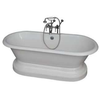 Barclay Products 5.6 ft. Cast Iron Double Roll Top Tub in White with Polished Chrome Accessories TKCTDRNB CP1