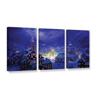 ArtWall Christmas Town by Philip Straub 3 Piece Gallery Wrapped Canvas