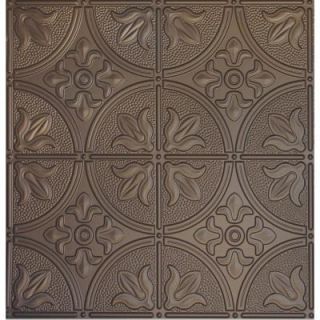Global Specialty Products Dimensions 2 ft. x 2 ft. Bronze Lay in Tin Ceiling Tile for T Grid Systems 309 23