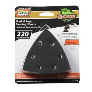 Gator 12 Pack 3 in W x 3 in L 220 Grit Commercial Hook and Loop Detail Sandpaper