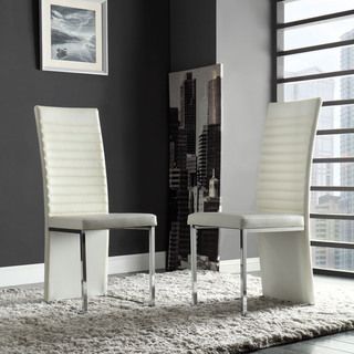 TRIBECCA HOME Reynold White Metal Sleek Modern Contoured Dining Chair