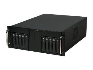 iStarUSA D 410 B10SA Black Zinc Coated Steel 4U Rackmount 10 Bay Stylish Storage Server Case 4 External 5.25" Drive Bays