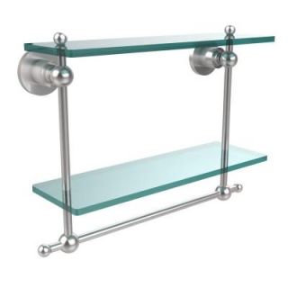 Allied Brass Astor Place Collection 16 in. W x 16 in. L 2 Tiered Glass Shelf with Integrated Towel Bar in Satin Chrome AP 2TB/16 SCH