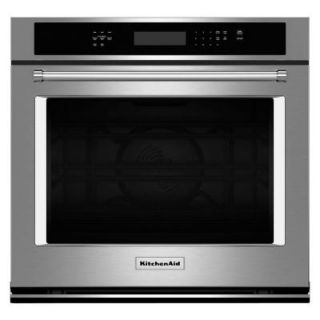 KitchenAid 27 in. Single Electric Wall Oven Self Cleaning with Convection in Stainless Steel KOSE507ESS