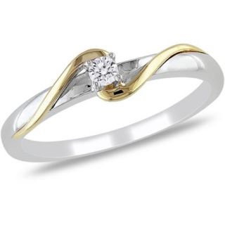 Miabella Diamond Accent 10kt Two Tone Gold Solitaire Promise Ring