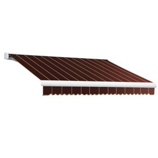 Awntech 192 in Wide x 120 in Projection Burgundy Pin Stripe Slope Patio Retractable Manual Awning