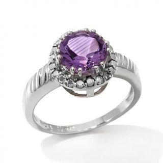 Gray Marcasite and Amethyst "Halo" Sterling Silver Ring   7849909
