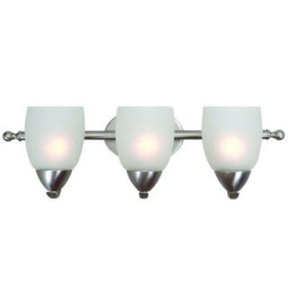 Yosemite Home Decor Mirror Lake 3 Light Brushed Nickel Bathroom Vanity Light with White Etched Glass Shade 1261 3V BN