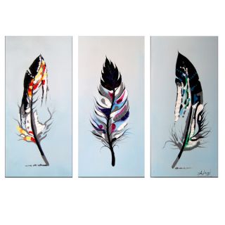 Feathers 3 piece Hand painted Oil on Canvas ArtAbstract Oil Painting