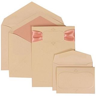 JAM Paper Invitation Envelope Wedding Ivory Card with Pink Lined, 150/Pack
