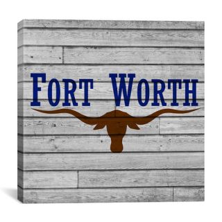 iCanvas Fort Worth, Texas Flag   Square Grunge Wood Boards Graphic Art