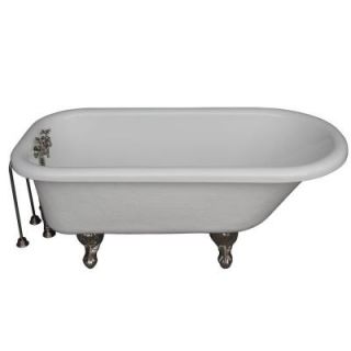 Barclay Products 5.6 ft. Acrylic Ball and Claw Feet Roll Top Tub in White with Brushed Nickel Accessories TKATR67 WBN3