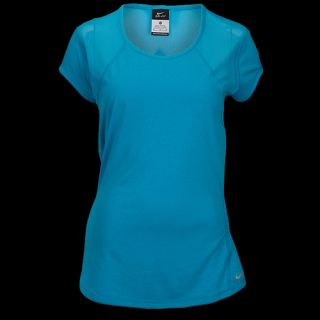 Nike Dri FIT Crew Short Sleeve Top   Womens   Running   Clothing   Blue Lagoon/Blue Lagoon/Reflective Silver
