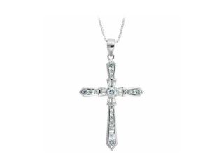 Sterling Silver Simulated Diamond CZ Elegant Cross Pendant