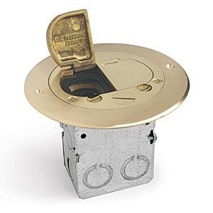 Lew Electric DFB LR 1/2 Access Floor Box Flanged Cover, Duplex Receptacle for 612RSS    Brass
