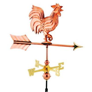 Good Directions 21 in. Polished Copper Rooster Garden Weathervane with Roof Mount 802PR