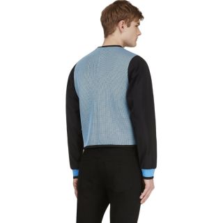 Calvin Klein Collection Blue Neoprene & Mesh Sweater