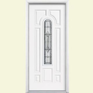 Masonite 36 in. x 80 in. Providence Center Arch Painted Steel Prehung Front Door with Brickmold 27957