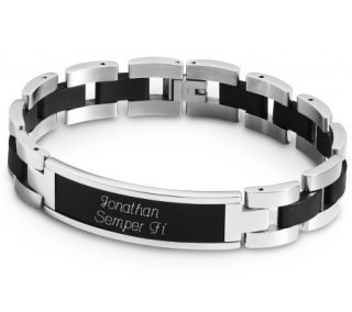 Things Remembered Black and Silver ID Bracelet —