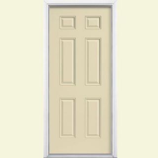 Masonite 32 in. x 80 in. 6 Panel Painted Steel Prehung Front Door with Brickmold 43087