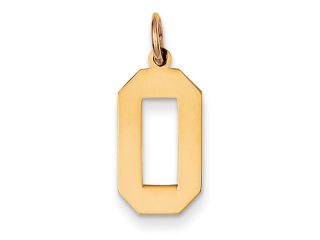 14k Yellow Gold Medium Polished Number 0 Charm Pendant