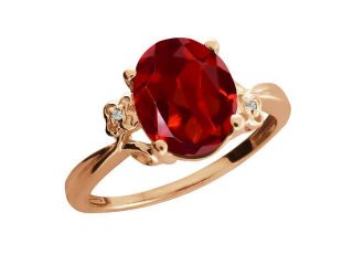 2.86 Ct Oval Red Garnet Topaz Rose Gold Plated Sterling Silver Ring