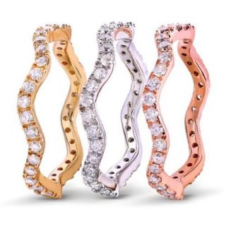 Annello 14k Gold 1/2ct TDW Wavy Stackable Diamond Eternity Ring (G H, I1 I2) Rose   Size 6.5