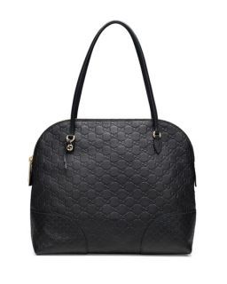 Gucci Bree Guccissima Leather Top Handle Bag, Black