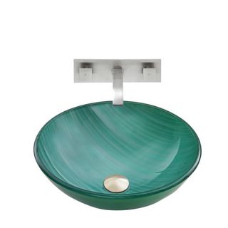 Vigo Whispering Wind Glass Vessel Sink and Titus Wall Mount Faucet Set