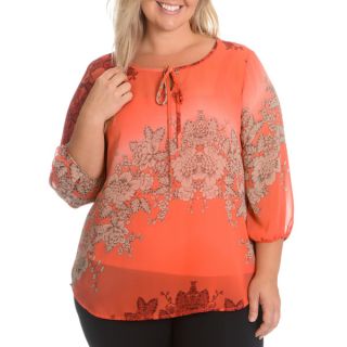 Adiva Womens Plus Size Sheer Overlay with Cami Top  