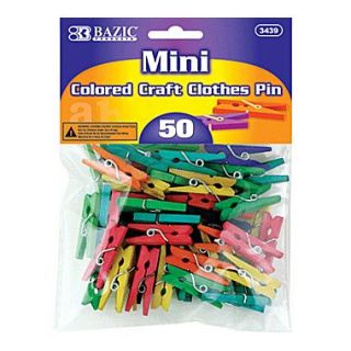 Bazic 50 Ct. Mini Colored Clothespins Set; Case of 24