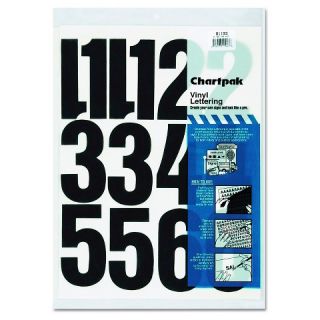 Chartpak® Press On Vinyl Numbers, Self Adhesive   Black (23 Per Pack
