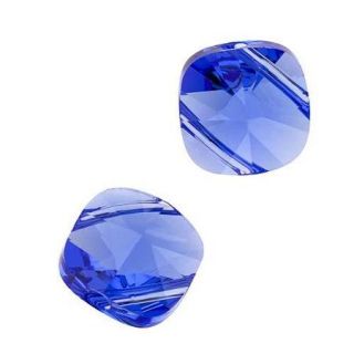 Swarovski Crystal, #5180 Square Double Hole Beads 14mm, 2 Pieces, Sapphire